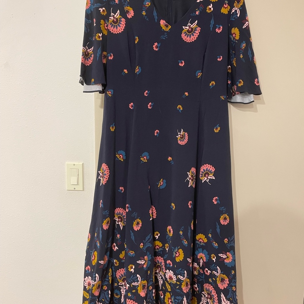 Boden Navy Dress with Floral Accents